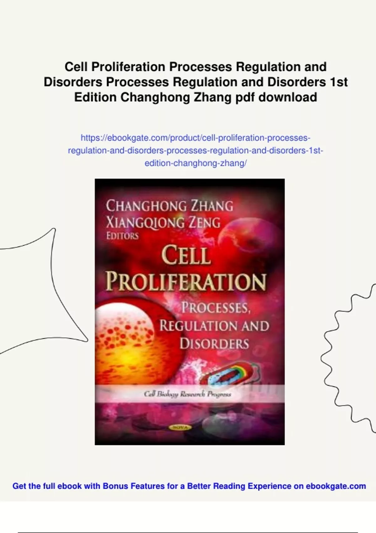 Summary Cell Proliferation Processes Regulation and Disorders Processes ...