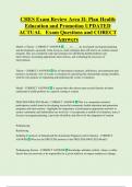 CHES Exam Review Area II&colon; Plan Health  Education and Promotion UPDATED  ACTUAL   Exam Questions and CORECT  Answers