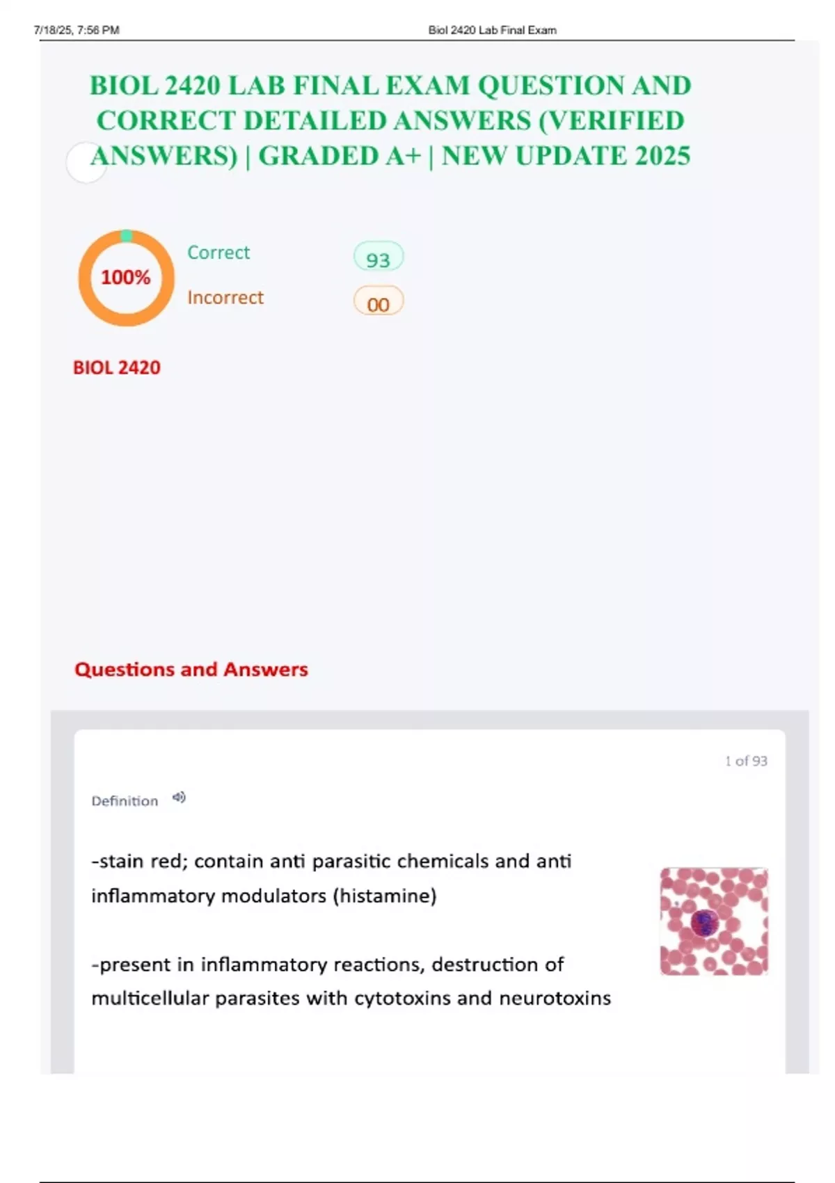 BIOL 2420 LAB FINAL EXAM QUESTION AND CORRECT DETAILED ANSWERS ...