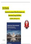 TEST BANK FOR American Government&colon; Political Development and Institutional Change 12th Edition by Cal Jillson