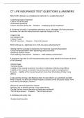 CT LIFE INSURANCE TEST QUESTIONS & ANSWERS