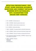 INFECTION PREVENTIONIST TEST  STUDY GUIDE 2025&sol;2026 ACCURATE  QUESTIONS AND CORRECT DETAILED  ANSWERS WITH RATIONALES &vert;&vert;  100&percnt; GUARANTEED PASS  <BRAND NEW VERSION> 