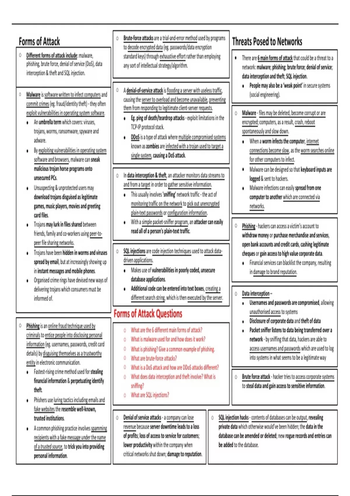 Summary OCR GCSE Computer Science - 1.4 Network Security Complete Notes ...