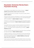 Psychiatric Technician Review Exam - Psychiatric Nursing Questions &plus; Answers Graded A&plus;