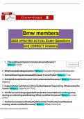 Bmw members 2025 UPDATED ACTUAL Exam Questions and CORRECT Answers