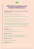 PSYC 388- Final Questions with  Detailed Verified Answers