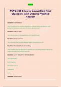 PSYC 388 Intro to Counselling Final  Questions with Detailed Verified  Answers