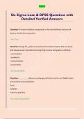Six Sigma Lean & DFSS Questions with  Detailed Verified Answers