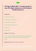 Lean Six Sigma  Questions with Detailed Verified Answers