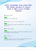 CSWA Sustainability Exam &lpar;Latest 2025&sol; 2026 Update&rpar; Questions & Answers&vert; Grade A&vert; 100&percnt; Correct &lpar;Verified Solutions&rpar;