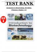  Introduction to Biotechnology &lpar;Thieman&comma; 2019&rpar; &ndash; Chapters 1&ndash;13 &ndash; Test Bank &ndash; All Chapters Covered