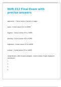 NUR 312 Final Exam with precise answers 