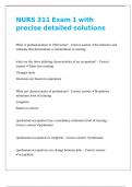 NURS 311 Exam 1 with precise detailed solutions