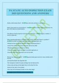 PA STATE AUTO INSPECTION EXAM 2025 QUESTIONS AND ANSWERS