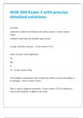 NUR 308 Exam 3 with precise detailed solutions