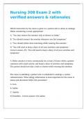 Nursing 308 Exam 2 with verified answers & rationales