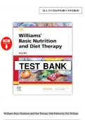 Basic Nutrition & Diet Therapy Binder by Williams &ndash; Test Bank &ndash; All Chapters Covered