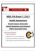 NSG 316 Exam &lpar;1&comma; 2&comma; 3&rpar; &ndash; Health Assessment &lpar;Latest 2025 &sol; 2026&rpar; &ndash; Actual Questions & Rationalized Answers &ndash; GCU