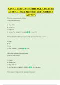 NAVAL HISTORY&sol;HERITAGE UPDATED  ACTUAL  Exam Questions and CORRECT  Answers