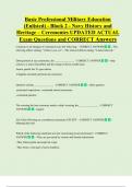 Basic Professional Military Education  &lpar;Enlisted&rpar; - Block 2 - Navy History and  Heritage &ndash; Ceremonies UPDATED ACTUAL   Exam Questions and CORRECT Answers 
