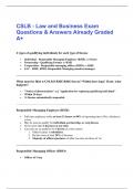 CSLB - Law and Business Exam Questions & Answers Already Graded A&plus;