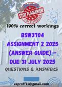 BSW3704 Assignment 2 2025 &lpar;Answer Guide&rpar; - Due 31 July 2025