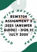 BSW3704 Assignment 2 2025 &lpar;Answer Guide&rpar; - Due 31 July 2025
