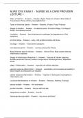NURS 3210 EXAM 1 - NURSE AS A CARE PROVIDER LECTURE 1