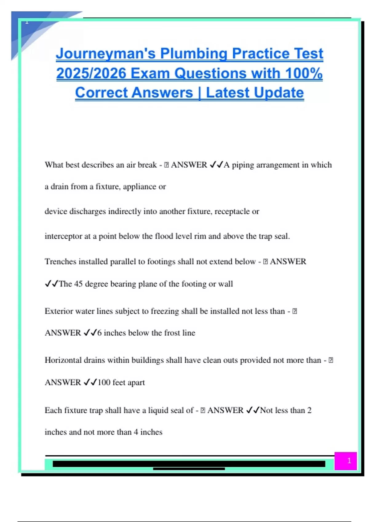 Journeyman Plumbing Practice Test 2025/2026 – 85 Verified Questions on