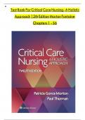 Critical Care Nursing&colon; A Holistic Approach 12th&comma; North American Edition By Patricia Gonce Morton & Paul Thurman&vert; All Chapters 1-53&vert; Original&vert; Verified&vert; Rated A&plus;&vert; Test Bank