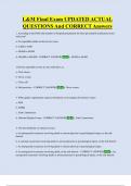 L&M Final Exam UPDATED ACTUAL  QUESTIONS And CORRECT Answers
