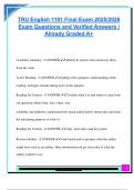 ENGLISH 1101 EXAM PACKAGE DEAL QUESTIONS AND VERIFIED DETAILED ANSWERS &vert; 100&percnt; GUARANTEED PASS &vert; ALREADY GRADED A&plus;