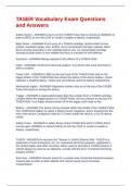 TASER Vocabulary Exam Questions and Answers