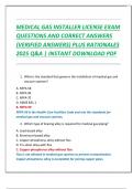 MEDICAL GAS INSTALLER LICENSE EXAM  QUESTIONS AND CORRECT ANSWERS  &lpar;VERIFIED ANSWERS&rpar; PLUS RATIONALES  2025 Q&A &vert; INSTANT DOWNLOAD PDF