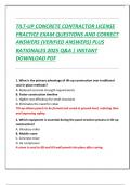 TILT-UP CONCRETE CONTRACTOR LICENSE  PRACTICE EXAM QUESTIONS AND CORRECT  ANSWERS &lpar;VERIFIED ANSWERS&rpar; PLUS  RATIONALES 2025 Q&A &vert; INSTANT  DOWNLOAD PDF