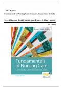 Fundamentals of Nursing&colon; Concepts&comma; Connections & Skills for Care &ndash; 3rd Edition &ndash; Marti Burton &ndash; Complete Exam Test Bank PDF with Answers  100&percnt; Verified Correct &ndash; NEW&excl;&excl; REVISED EDITION