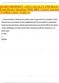 IDAHO PROPERTY AND CASUALTY INSURANCE Exam 2 Questions and Answers Updated Graded
