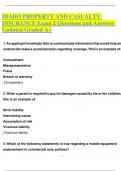 IDAHO PROPERTY AND CASUALTY INSURANCE Exam 2 Questions and Answers Updated Graded