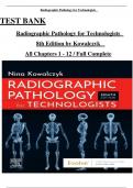 TEST BANK Radiographic Pathology for Technologists 8th Edition by Kowalczyk All Chapters 1 - 12 &sol; Full Complete
