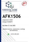 AFK1506 Assignment 2 &lpar;DETAILED ANSWERS&rpar; 2025 - DISTINCTION GUARANTEED 