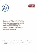 Salesforce Admin Certification Questions And Answers Latest Updates 2025&sol;2026 With Correct Answers 100&percnt; With Complete Solutions