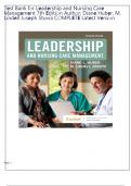 Test Bank for Leadership and Nursing Care Management 7th Edition Author&semi; Diane Huber&comma; M&period; Lindell Joseph Stuvia COMPLETE Latest Version