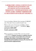 LABORATORY ANIMAL SCIENCE EXAM  2025&sol;2026 BANK QUESTIONS AND  ACCURATE ACTUAL EXAM WITH  FREQUENTLY TESTED QUESTIONS AND  STUDY GUIDE &sol; EXPERT VERIFIED FOR  GUARANTEED PASS&sol;ALREADY GRADED A&plus; 
