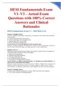 HESI Fundamentals Exam V1&ndash;V3 &ndash; Actual Exam Questions with 100&percnt; Correct Answers and Clinical Rationales