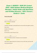 Exam 1&colon; NUR201 &sol; NUR 201 &lpar;Latest 2025 &sol; 2026 Update&rpar; Medical-Surgical Nursing I &vert; Study Guide with Questions and Verified Answers &sol; 100&percnt; Correct &vert; Grade A - Fortis  