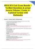 HESI RN Exit Exam Bundle &ndash; Verified Questions & actual Answer Scheme &vert; Grade A&plus; Updated Version with Rationales