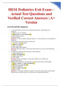 HESI Pediatrics Exit Exam &ndash; Actual Test Questions and Verified Correct Answers &vert; A&plus; Version
