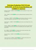 Television Production NOCTI Exam  UPDATED  ACTUAL Exam Questions and  CORRECT Answers