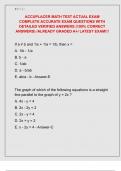 ACCUPLACER MATH TEST ACTUAL EXAM  COMPLETE ACCURATE EXAM QUESTIONS WITH  DETAILED VERIFIED ANSWERS &lpar;100&percnt; CORRECT  ANSWERS&rpar; &sol;ALREADY GRADED A&plus;&sol; LATEST EXAM&excl;&excl;&excl;