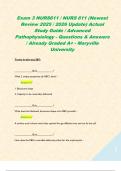 Exam 3 NURS611 &sol; NURS 611 &lpar;Newest Review 2025 &sol; 2026 Update&rpar; Actual Study Guide &sol; Advanced Pathophysiology - Questions & Answers &sol; Already Graded A&plus; - Maryville University 